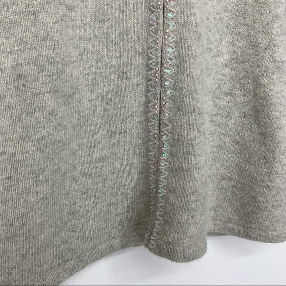 Ann Taylor Gray Iridescent Beaded Lambswool Angora Blend Preppy Cardigan Medium - Picture 5 of 15